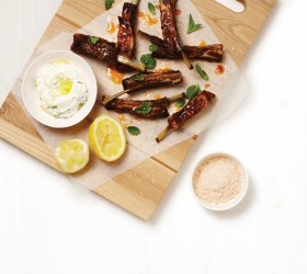 Spice Rubbed Lamb Ribs with Mint and Lemon Yoghurt